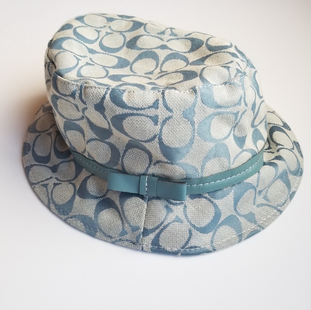Coach Logo Blue Bucket Hat Canvas